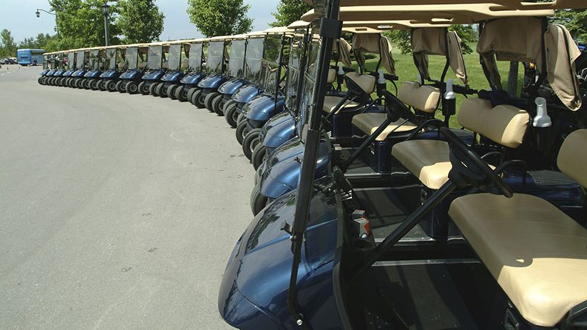 golf carts lined up